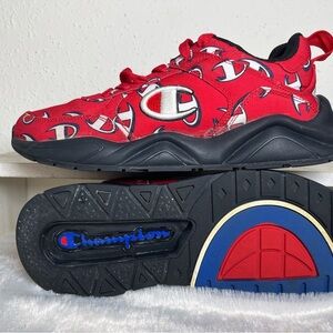 Champion Red and Black Logo Sneakers